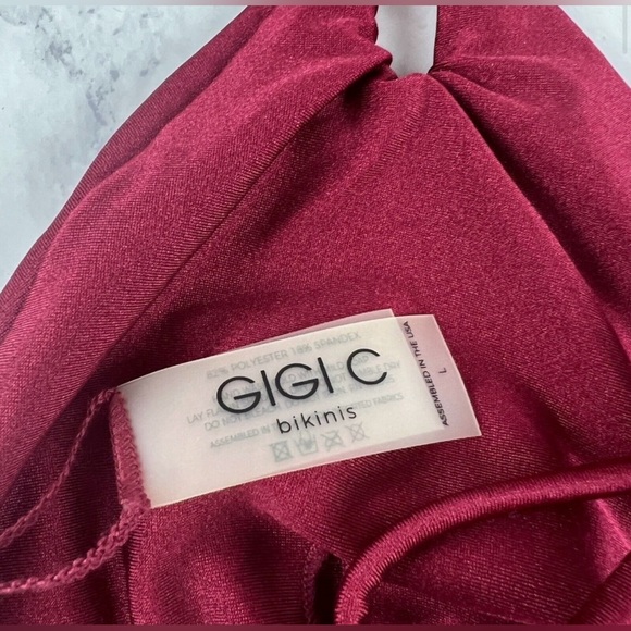 GIGI C Burgundy Triangle String Bikini Top - Picture 11 of 13